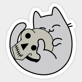 Cute Cat and Skull Sticker